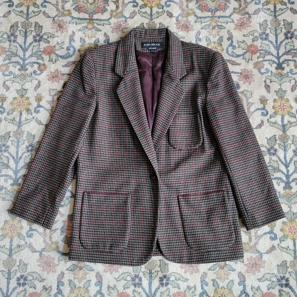 Donny Brook Vintage Houndstooth Wool Tweed Blazer Women's 11/12